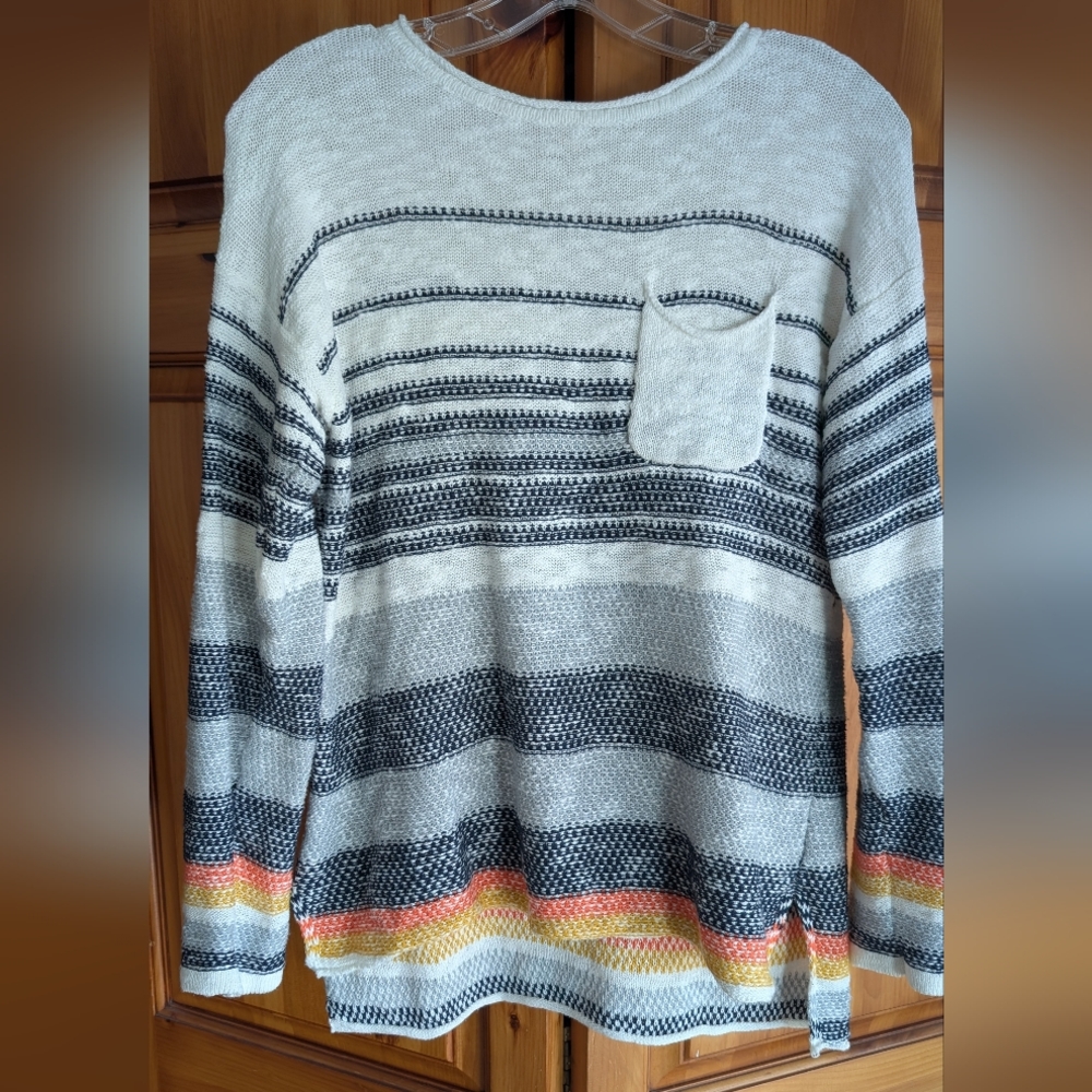 New Striped Cotton Knit Top Pullover Lightweight Sweater Long Sleeve Shirt